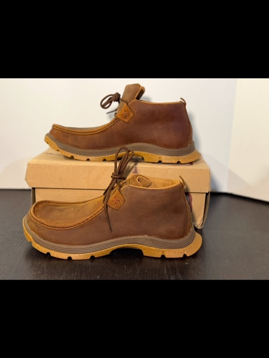 Twisted X Chukka Oblique Toe Leather Shoes/Boots in Oiled Saddle Brown Mens 8M main image 13